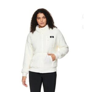 Reebok Womens White Sherpa Full-Zip Jacket Size S Warm Soft Texture (bin LL177)